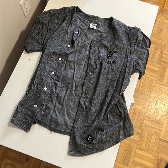 Crooks & Castles grey button up baseball jersey shirt size large - Picture 1 of 2